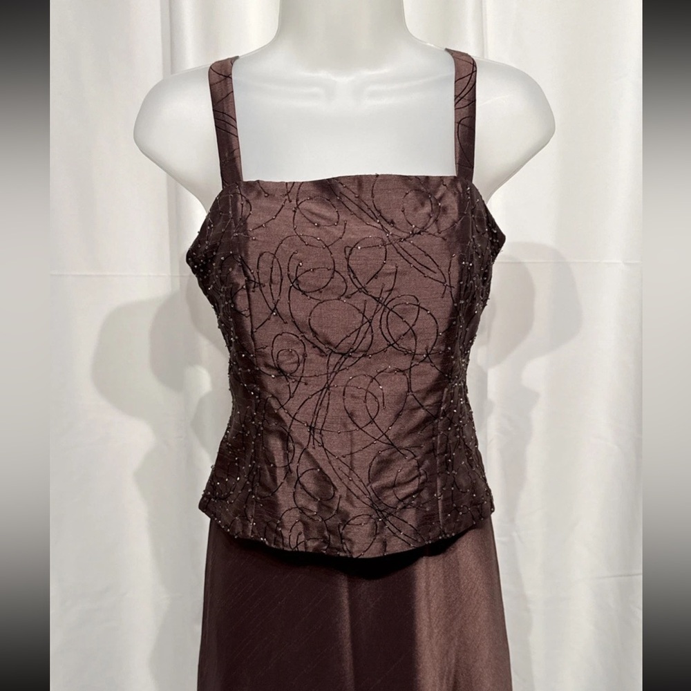 Jessica Howard 2 Piece Formal Suit Set Size 6 Brown Embroidered NWT - Picture 9 of 14